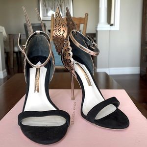 SOPHIA WEBSTER EVANGELINE  Black and Rose Gold Sandals size 6.5